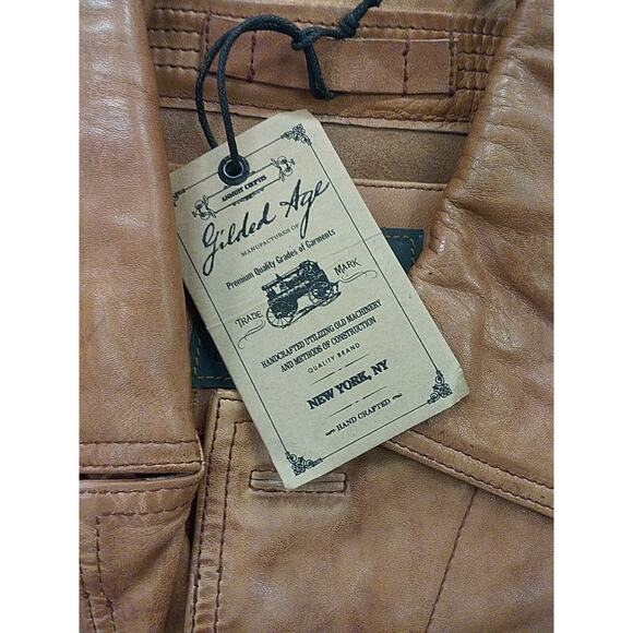 Men’s Medium Gilded Age NYC Brown Leather 4 Pocket Writer Style Jacket - Picture 2 of 7
